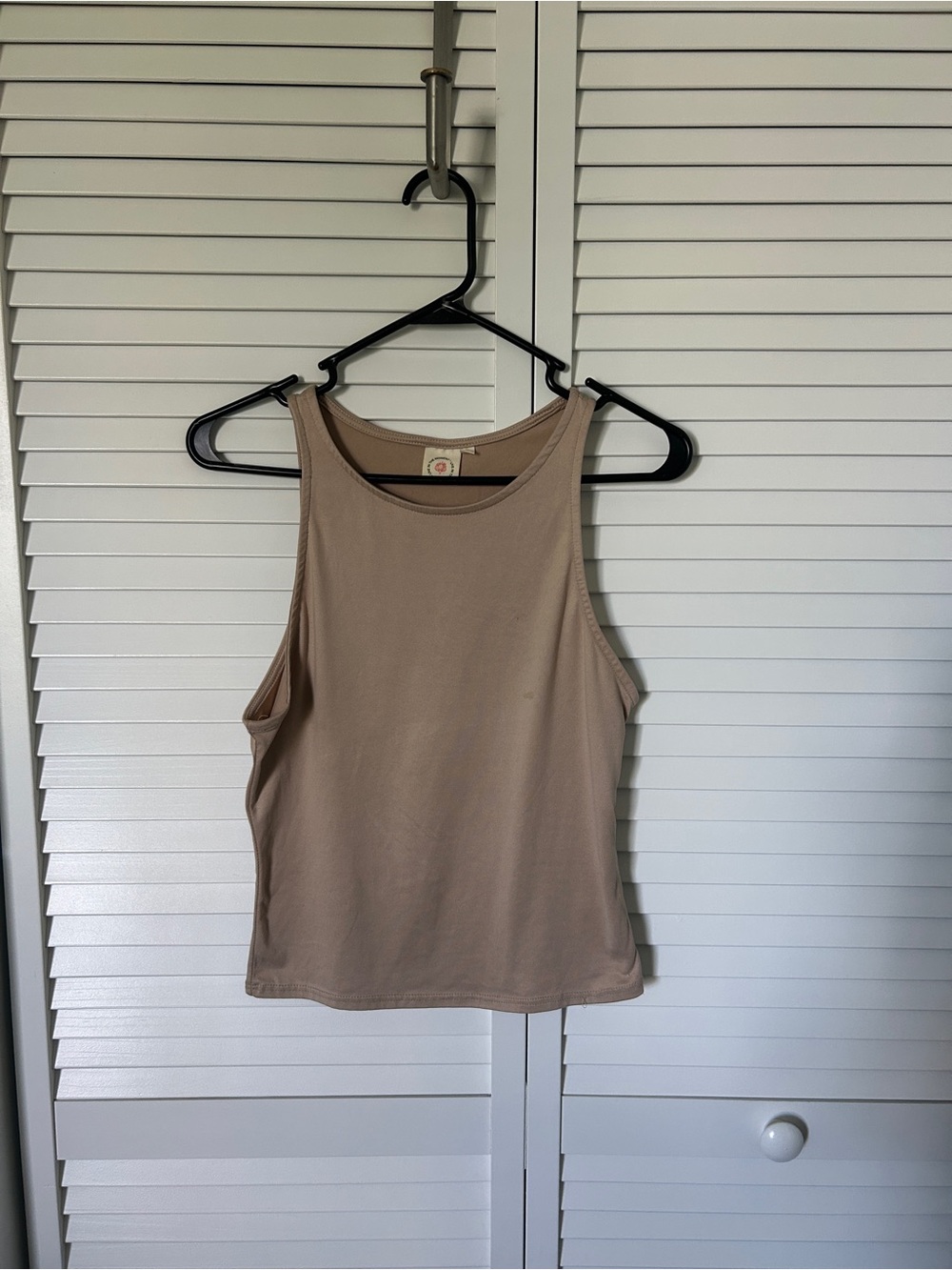 Live in the Moment Beige High Neck Sleeveless Tank Top
